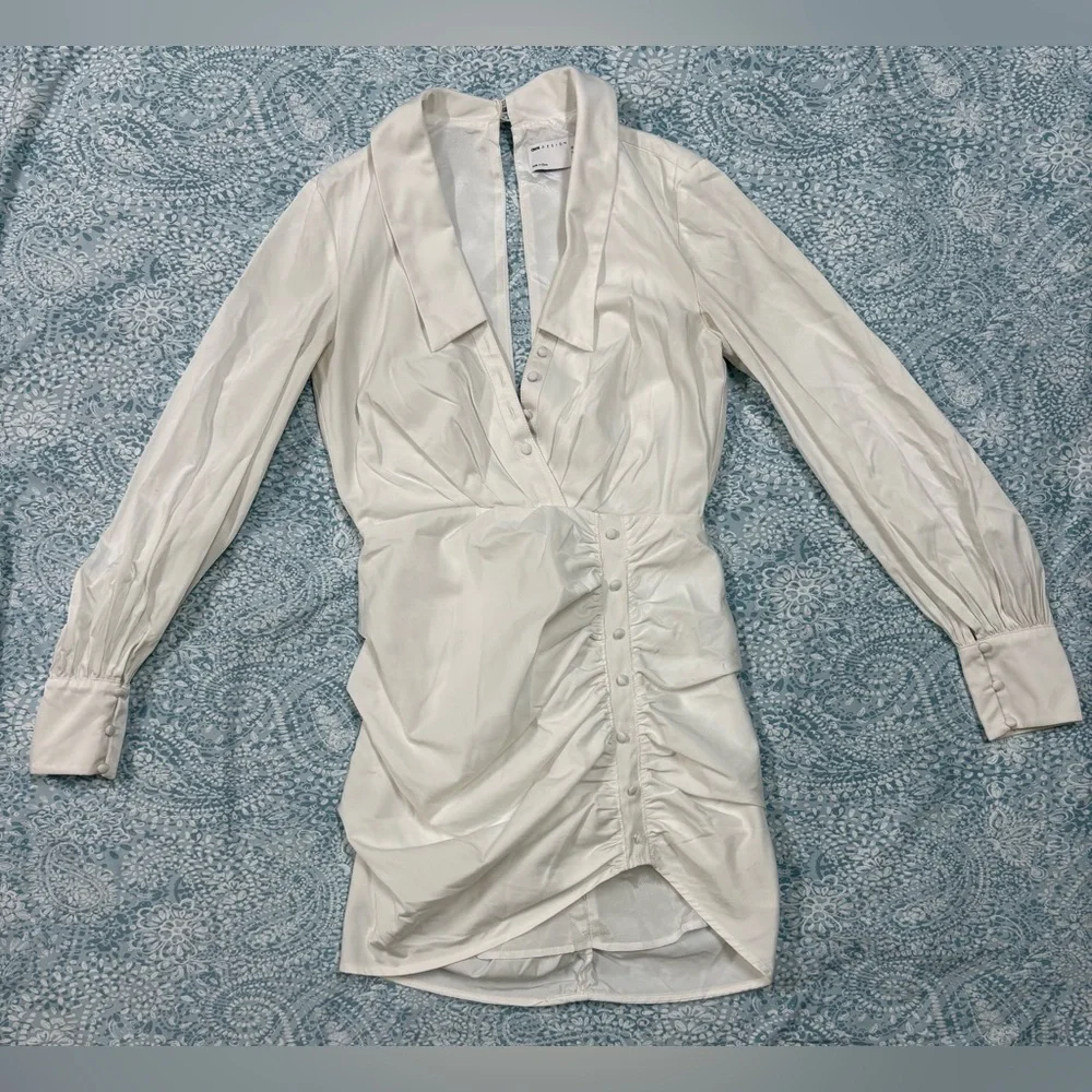 ASOS White Button-Down Ruched Dress